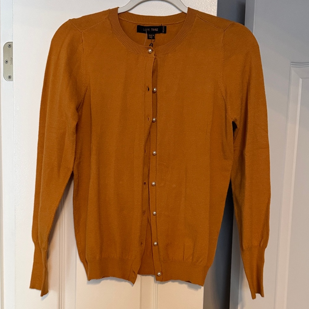 Orange Button-Up Cardigan NEW NEW WITH TAGS